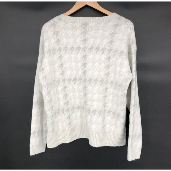 NWT 525 Women's Houndstooth Pullover Sweater Size L White/Gray Soft Warm Cozy - Picture 2 of 7